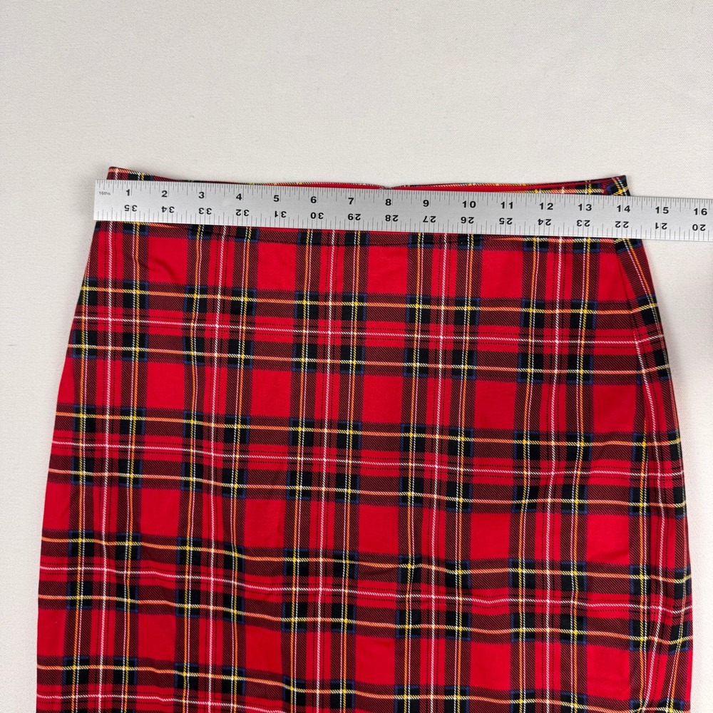 J.Crew Pencil Skirt Women 4P Red Plaid Tartan Cotton Blend Stretch - Picture 7 of 9